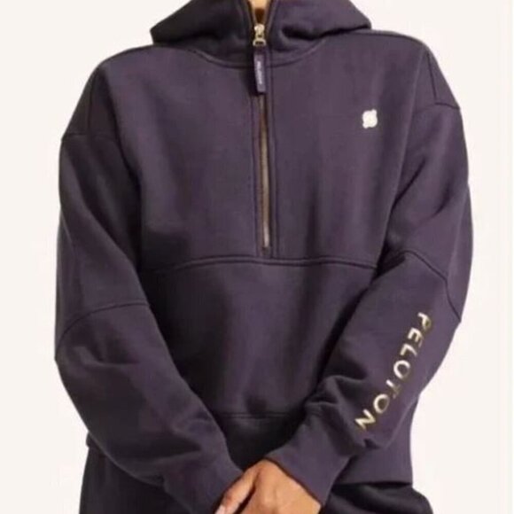 PETLOTON (Women's Medium) Chic 1/2 Zip Pullover Hoodie Purple- Arm Spellout - Picture 4 of 9